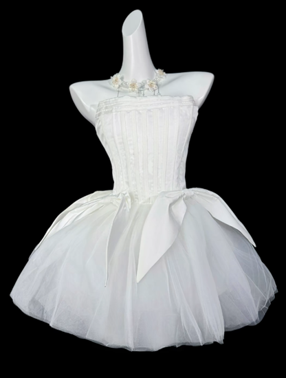 Pretty Ball Gown Strapless Short Mini Mint White Tulle Graduation High School Party Homecoming Dresses N4378