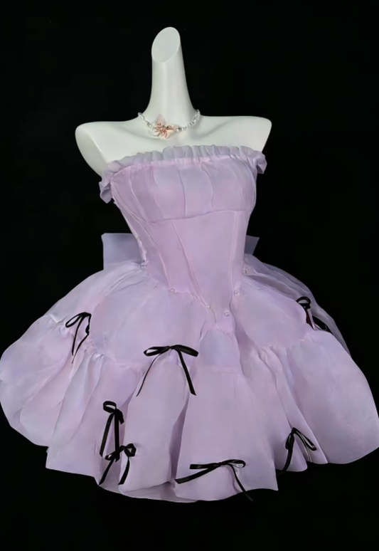 Wunderschönes Ballkleid, trägerlos, kurz, Mini, Mint, Lila, Abschlussball, High School Party, Homecoming Kleider N4383