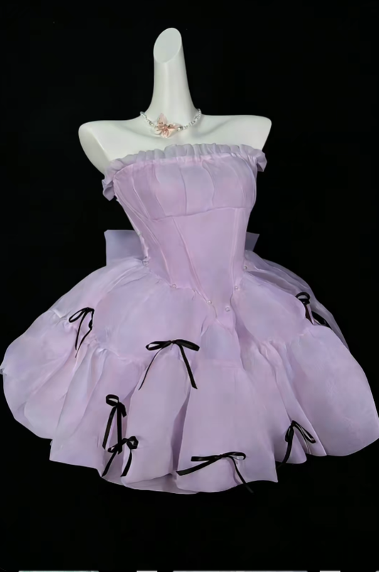 Wunderschönes Ballkleid, trägerlos, kurz, Mini, Mint, Lila, Abschlussball, High School Party, Homecoming Kleider N4383