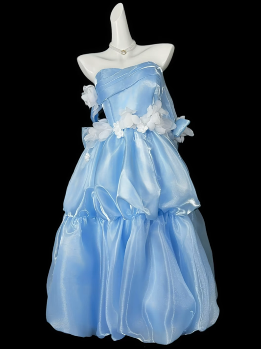 Modest Ball Gown Sweetheart Mint Green With Flowers Long Evening Dresses Night Date Prom Dress For Women N4388