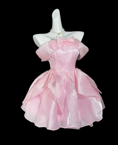 Robes de Bal Uniques Épaules Dénudées Roses Courtes Mini Robes de Soirée de Bal de Promo de Rentrée N4396