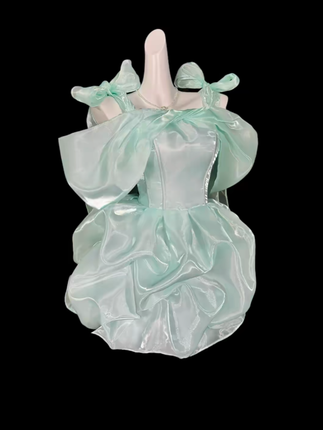 Jolies robes de bal, bretelles fines, vert menthe, courtes mini-robes de soirée, robes de rentrée N4400