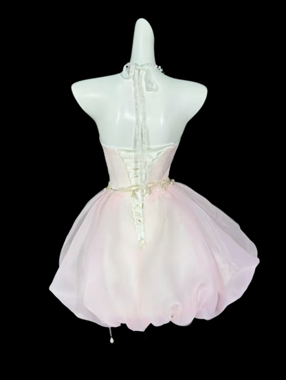 Süßes Ballkleid Trägerlos Hellrosa Kurz Mini Party Cocktail Homecoming Kleider N4401