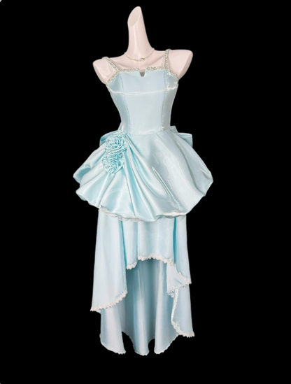 Jolies robes de bal, fines bretelles, bleu ciel clair, courte robe de soirée mini, robes de bal de promo N4402