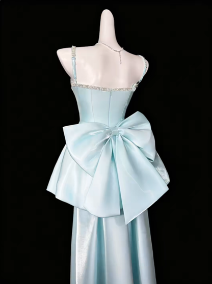 Jolies robes de bal, fines bretelles, bleu ciel clair, courte robe de soirée mini, robes de bal de promo N4402