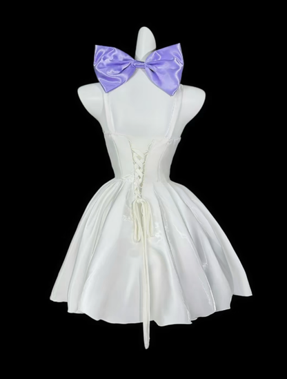 Unique Ball Gowns Spaghetti Strap White Short Mini Party Graduation Homecoming Dresses N4422