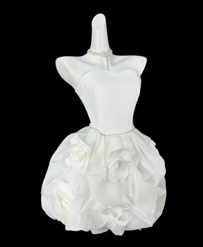 Belles robes de bal bustier blanc de remise de diplôme et de retour à la maison N4430