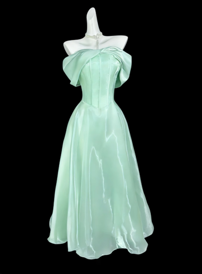 Modest A line Off The Shoulder Mint Green Evening Dresses Night Date Prom Dress For Women N4432