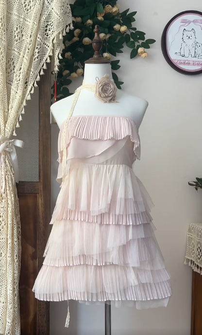 Romantische A-Linien-Trägerloses Chiffon-Pink-Senior-Kurz-Formell-Abschlussfeier-Inspo-Ballkleider N4560