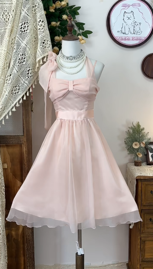 Cute A line Halter Chiffon Pink Dance Senior Short Formal Graduation Inspo Homecoming Dresses N4589