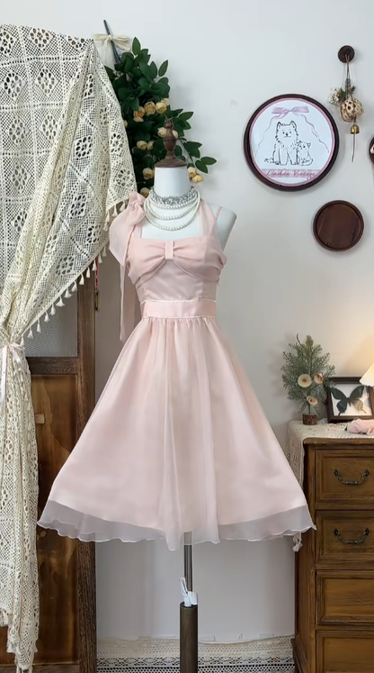 Süßes A-Linien-Neckholder-Chiffon-Pink-Tanz-Abschlussball-Kurz-Formell-Abschluss-Inspo-Heimkehr-Kleid N4589