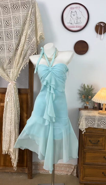 Hübsches Etui Neckholder Blau Eng Chiffon Mini Senior Kurz Abiball Kleider N4626