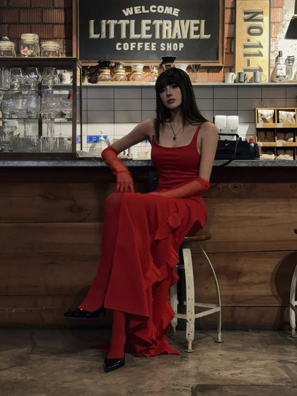 Einzigartiges, trägerloses, leuchtend rotes Meerjungfrauen-Abendkleid mit Schlitz – Inspiration für formelle Abendkleider N462