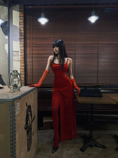 Einzigartiges, trägerloses, leuchtend rotes Meerjungfrauen-Abendkleid mit Schlitz – Inspiration für formelle Abendkleider N462
