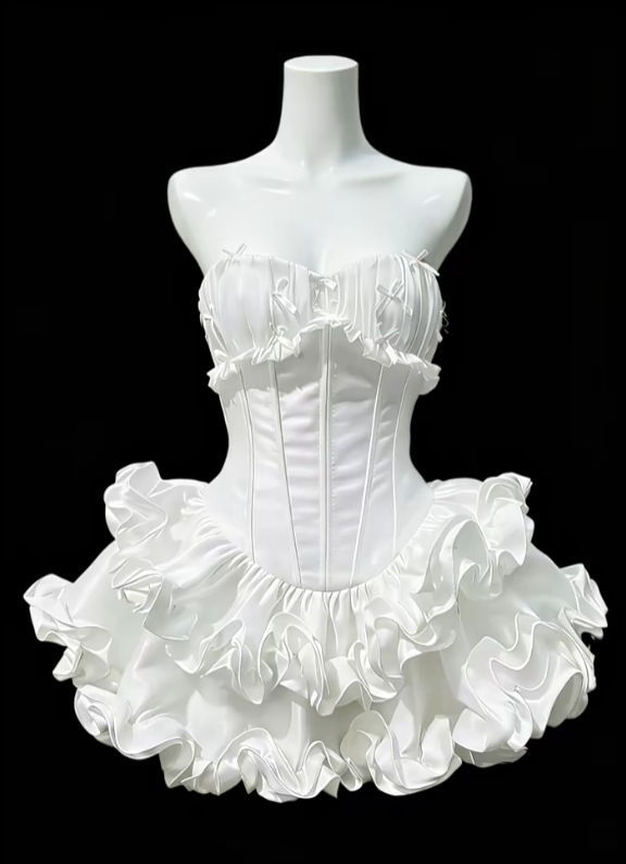 Magnifiques robes de bal, bustier, satin blanc, mini, pour jeunes, courtes, robes de retour à la maison, robes de bal de fin d'année N4637