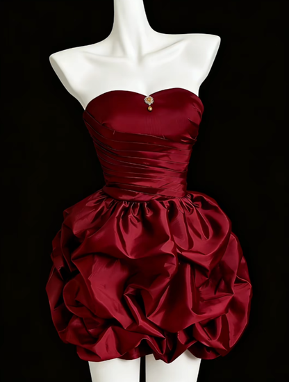 Jolie Robe de Bal Bustier Bordeaux À Volants Senior Inspo Robes de Remise de Diplôme et de Rentrée Lycée N4647