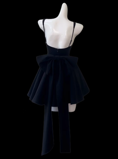 Superbes robes de bal, col carré, velours noir, mini robe de fin d'année, courte robe de bal de rentrée pour lycée N4656