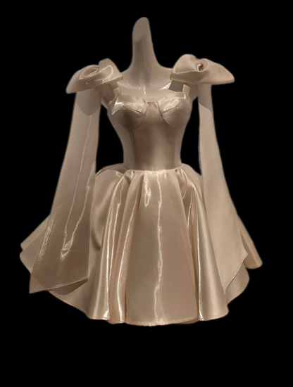Wunderschöne Ballkleider Spaghettiträger Champagner Mini Senior Kurzes Hoco-Kleid High School Homecoming Kleider N4657