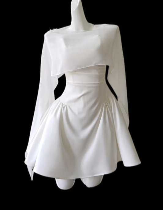 Gorgeous Ball Gown Square Neck White Satin Mini Senior Short Hoco Gown High School Homecoming Dresses N4660