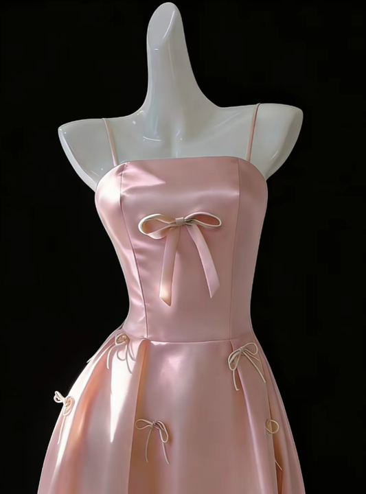 Romantic A Line Spaghetti Strap Pink Ideas For Women Long Birthday Dresses Holiday Summer Outfits N4664