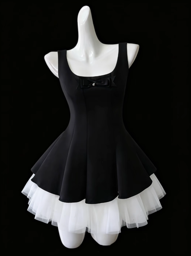 Wunderschönes Ballkleid mit eckigem Ausschnitt, kleines schwarzes Mini-Senior-Hoco-Kleid, Abiballkleider N4673