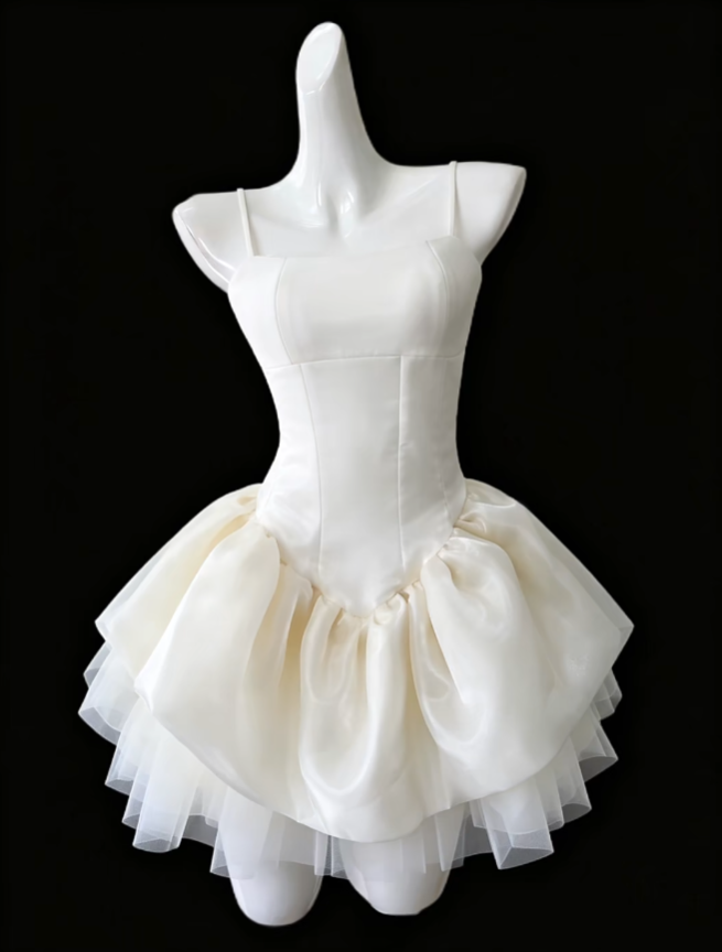 Modische Ballkleider Spaghettiträger Elfenbein Mini Senior Kurze Hoco Kleider High School Homecoming Kleider N4674