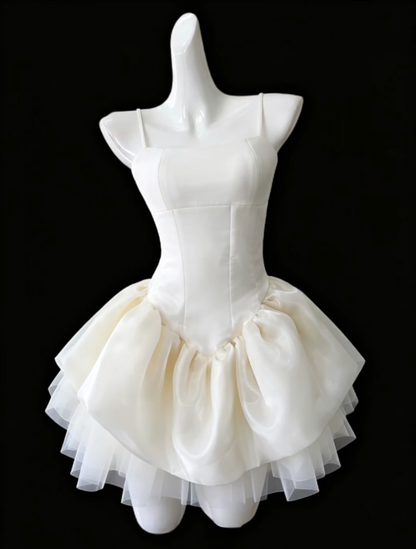 Modische Ballkleider Spaghettiträger Elfenbein Mini Senior Kurze Hoco Kleider High School Homecoming Kleider N4674