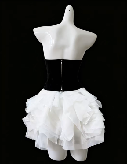Wunderschönes Ballkleid, trägerlos, ärmellos, weiß, kurz, Senior-Inspo, Abschlussfeier, High School, kurze Homecoming-Kleider N4680
