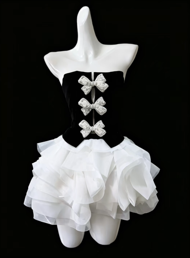Wunderschönes Ballkleid, trägerlos, ärmellos, weiß, kurz, Senior-Inspo, Abschlussfeier, High School, kurze Homecoming-Kleider N4680