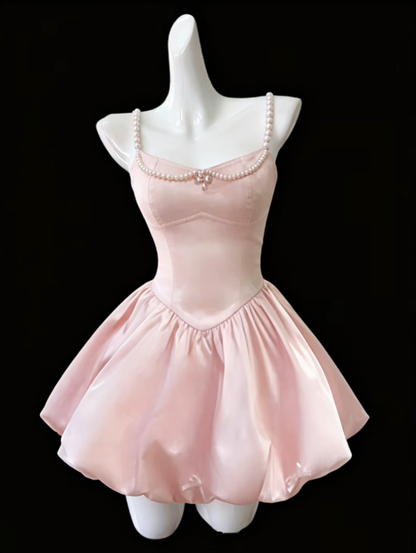 Robes de Bal à la Mode Bretelles Spaghetti Rose Mini Robes Courtes Hoco de Fin d'Année Robes de Rentrée Lycée N4682