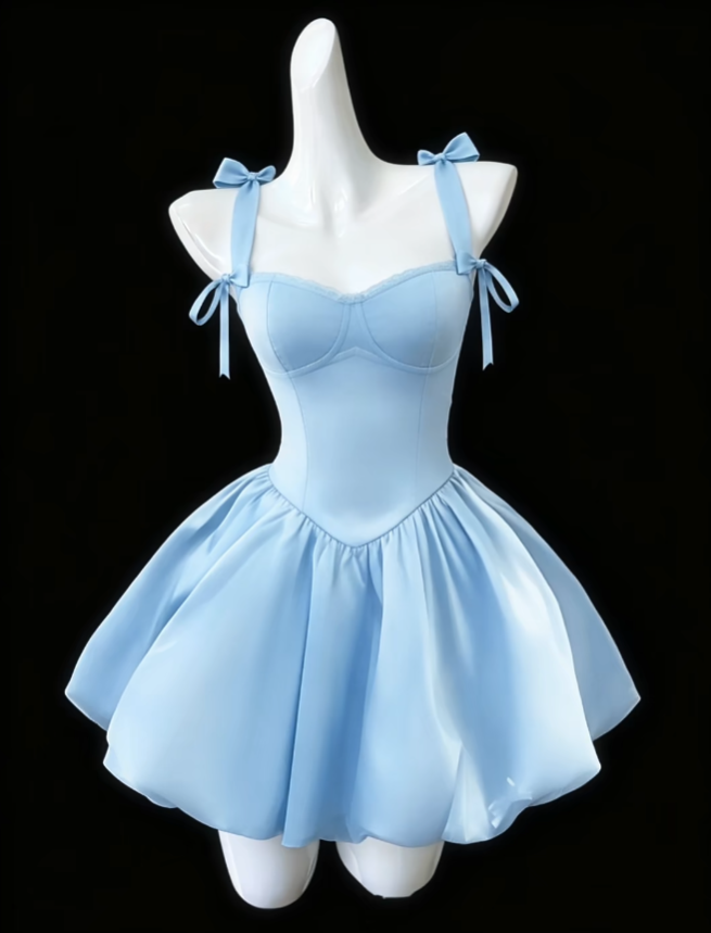 Modische Ballkleider Spaghettiträger Blau Satin Mini Senior Kurze Hoco Kleider High School Homecoming Kleider N4685