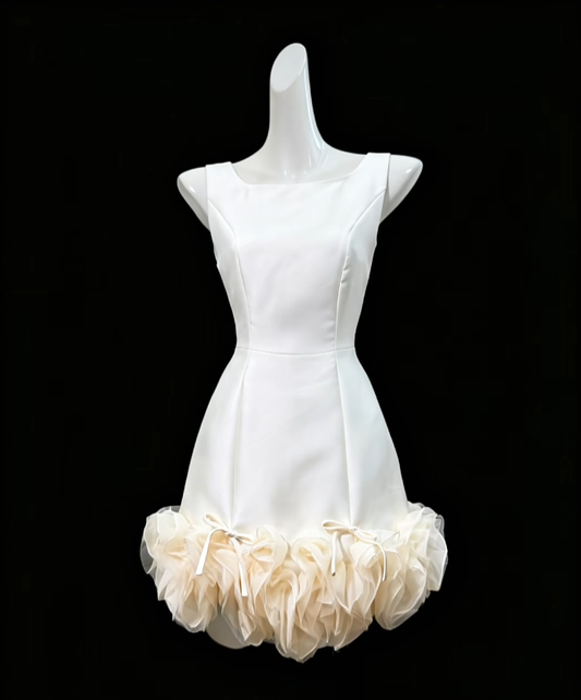 Pretty Sheath White Satin With Ruffle Senior Inspo Graduation Hoco Gowns Short Homecoming Dresses N4705