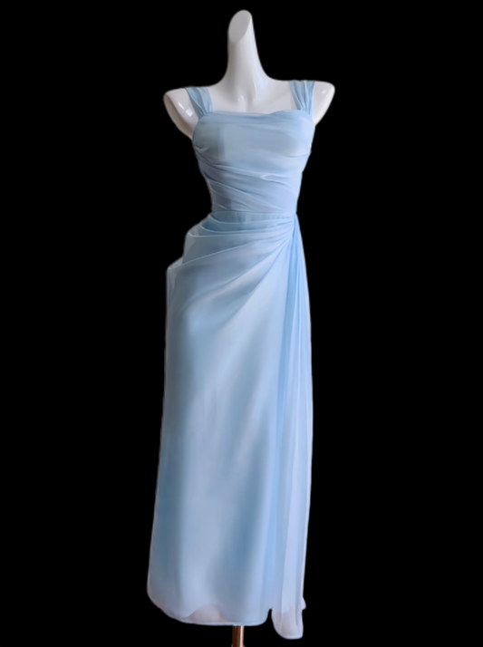 Romantic Mermaid Chiffon Blue Square Neck Ideas For Women 18th Birthday Dresses Holiday Summer Outfits N4707