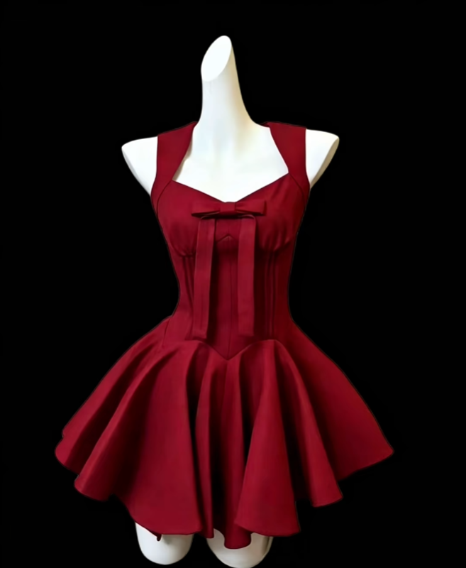 Bescheidenes Ballkleid Sweetheart Burgund Satin Mini Senior Kurzes Hoco Kleid High School Homecoming Kleider N4707