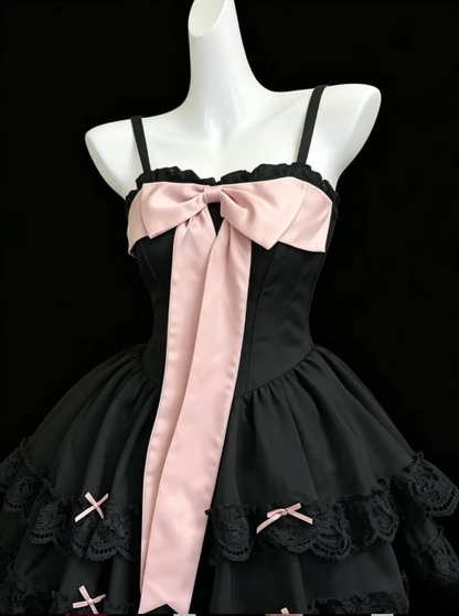 Elegantes Ballkleid Spaghettiträger Ärmellos Schwarz Pink Mit Schleife Mini Senior Inspo Kurze Homecoming Kleider N4718