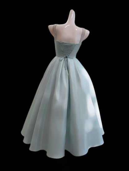 Princess Prom Dresses Ball Gowns Square Neck Sleeveless Blue Evening Formal Dress N4727