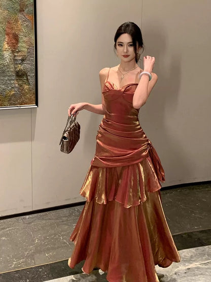Robe de bal de fin d'année pour fille, style sirène, bleu ciel clair, bretelles spaghetti, NN829
