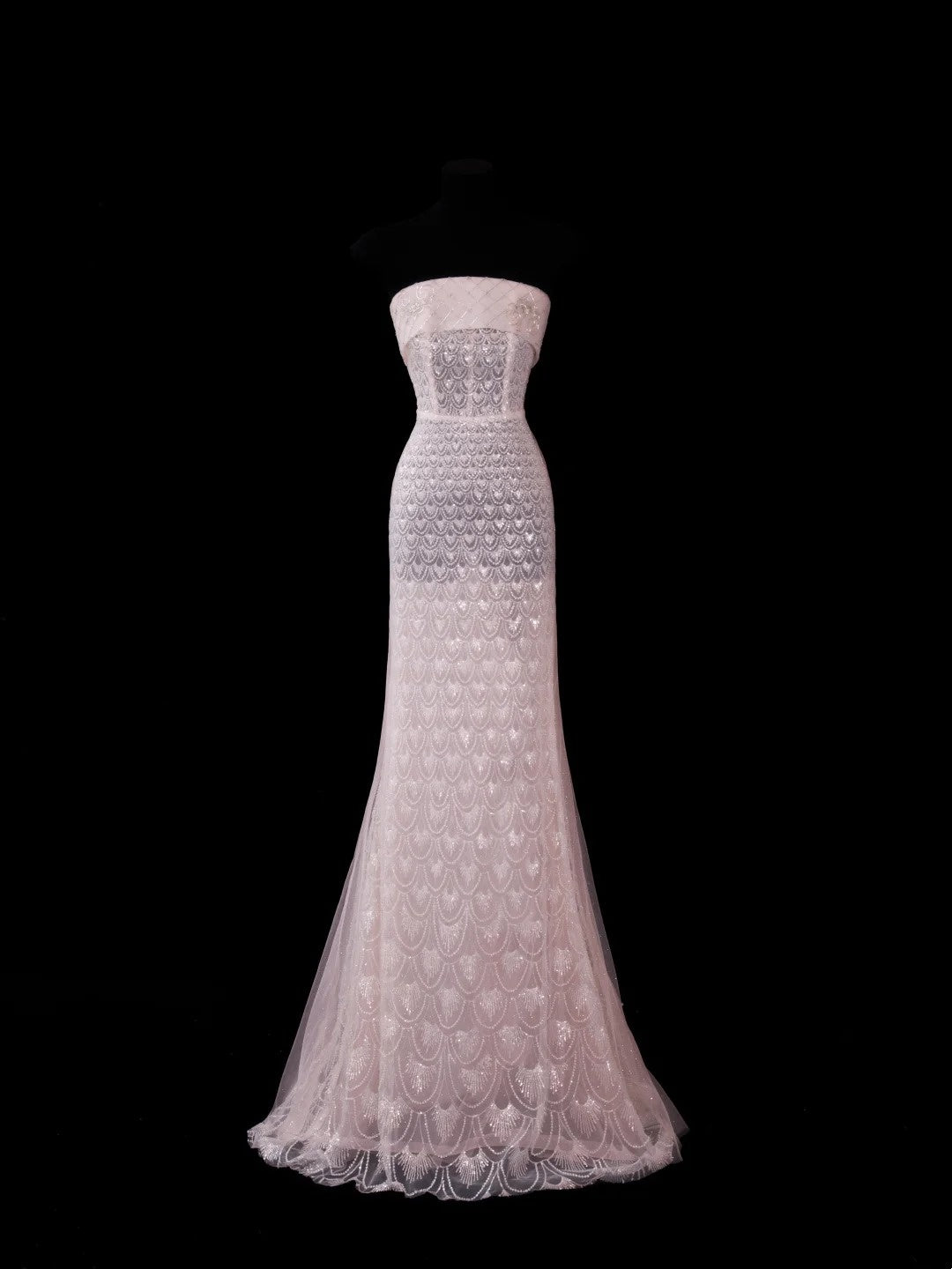 Robe de soirée longue rose sirène chic sans bretelles avec traîne et sequins, robe de bal élégante, robe d'invitée de mariage impressionnante N914