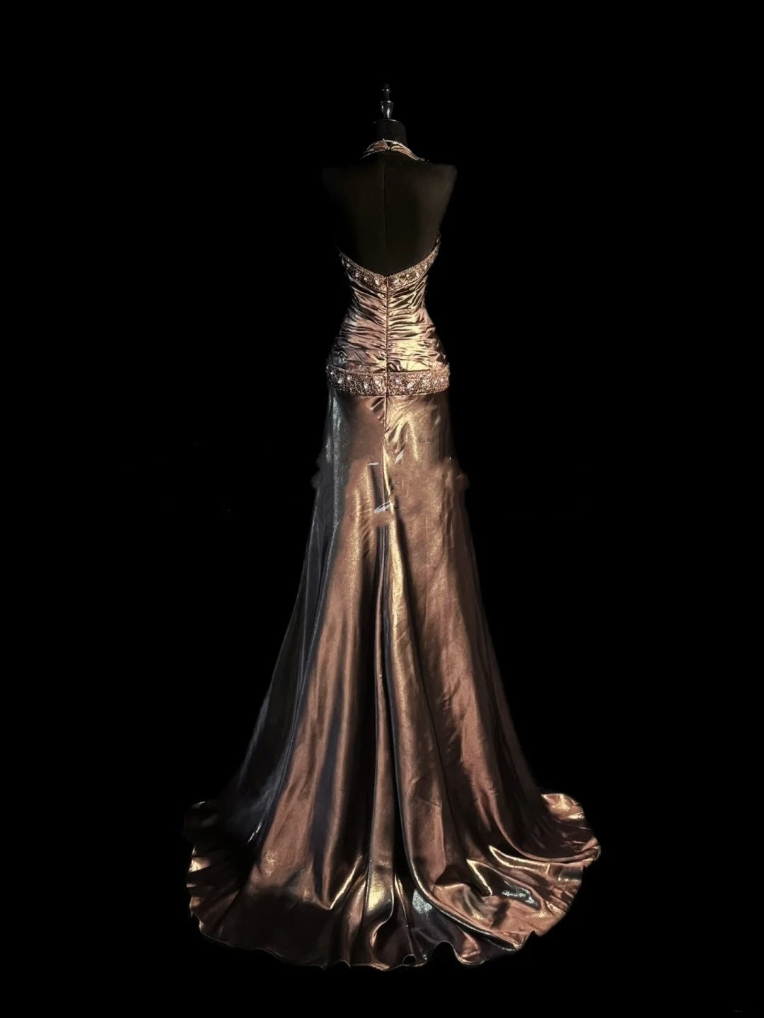 Robe de bal longue vintage sirène dos nu en satin ornée de perles et de pierres précieuses, robe de soirée, tenue pour un 18e anniversaire, robe de remise de diplôme N919