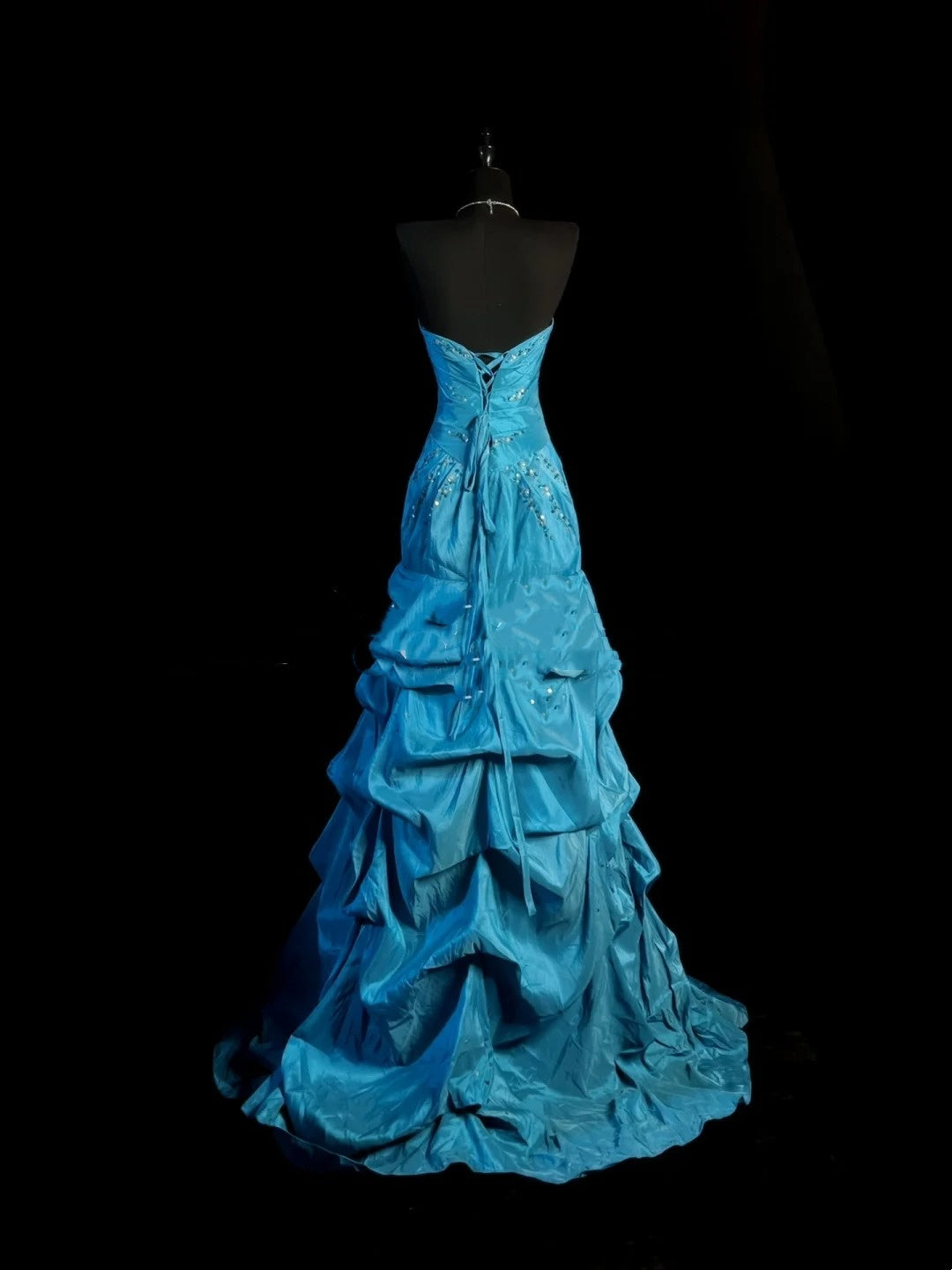 Vintage Mermaid 1950s Sweetheart Blue With Beaded Gems Long Prom Dresses Party Dress 18th Birthday Outfits Graduation Dress N923
