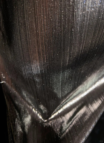 Idées de robes de bal vintage trapèze col en V grises avec volants robe de soirée longue années 80 N2832