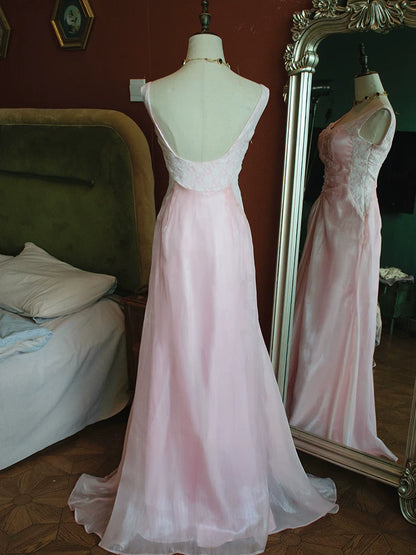 Vintage Meerjungfrauenkleid aus den 1960er Jahren, rosa mit Rüschen und Spitze, Inspiration für lange Party-Abendkleider, Outfits zum 18. Geburtstag AB2379