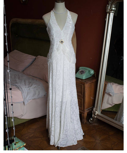 Vintage Meerjungfrauen-Abendkleid aus weißem Samt und Spitze im Stil der 50er Jahre – Inspiration für lange Partys und den 20. Geburtstag (AB2343)
