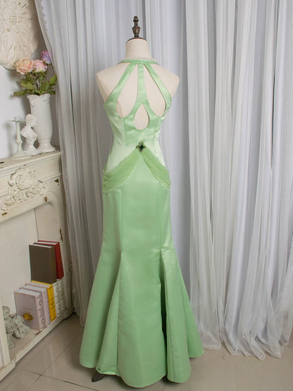 Vintage Meerjungfrauen-Abendkleid aus den 1980er Jahren mit V-Ausschnitt in Grün – Inspiration für lange Partys und den 21. Geburtstag (AB2372)