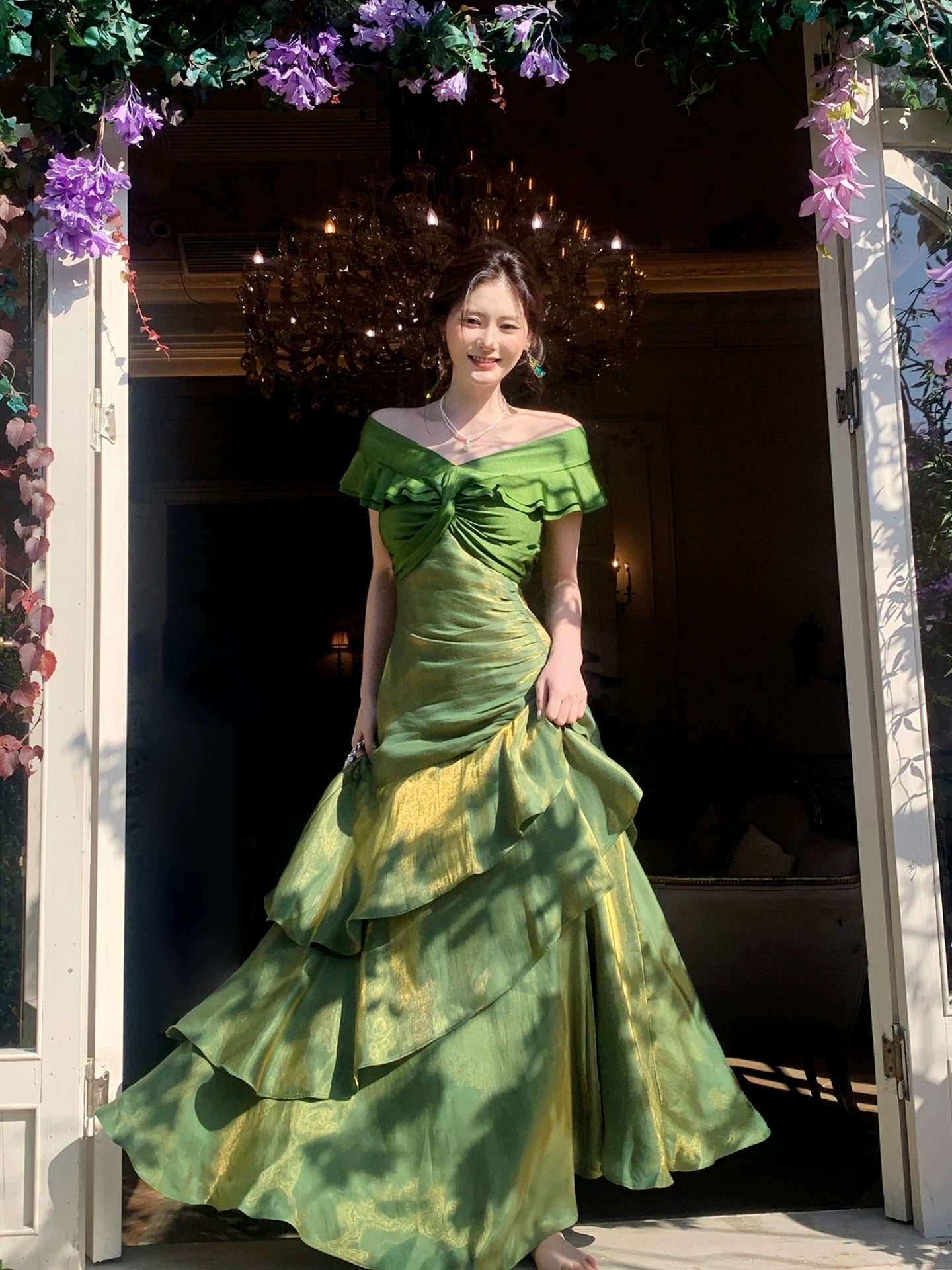 Elegantes, schulterfreies, marineblaues langes Meerjungfrauen-Abendkleid – perfekt für den 16. Geburtstag oder andere festliche Anlässe (AB2456)