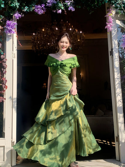Elegantes, schulterfreies, marineblaues langes Meerjungfrauen-Abendkleid – perfekt für den 16. Geburtstag oder andere festliche Anlässe (AB2456)