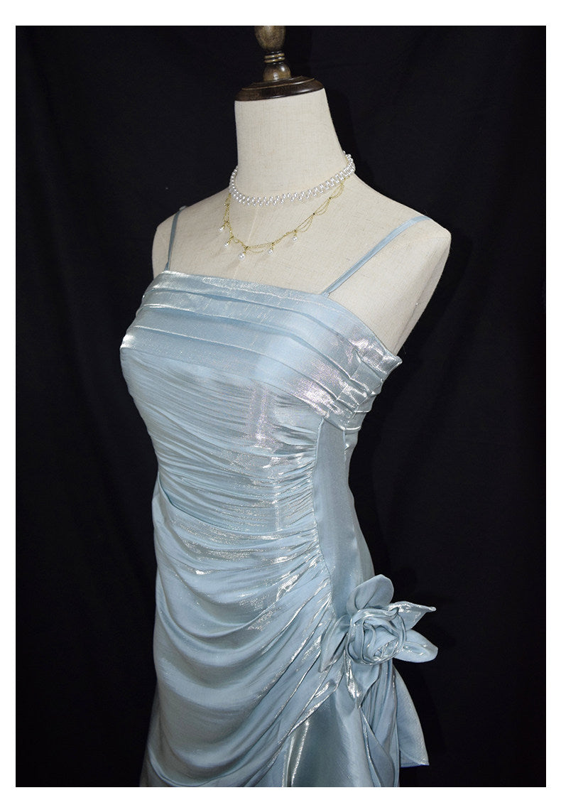 Vintage High-Low Spaghetti-Träger-Abendkleid Inspiration Langes Retro-Abendkleid für Partys, 20. Geburtstag Outfits AB2340