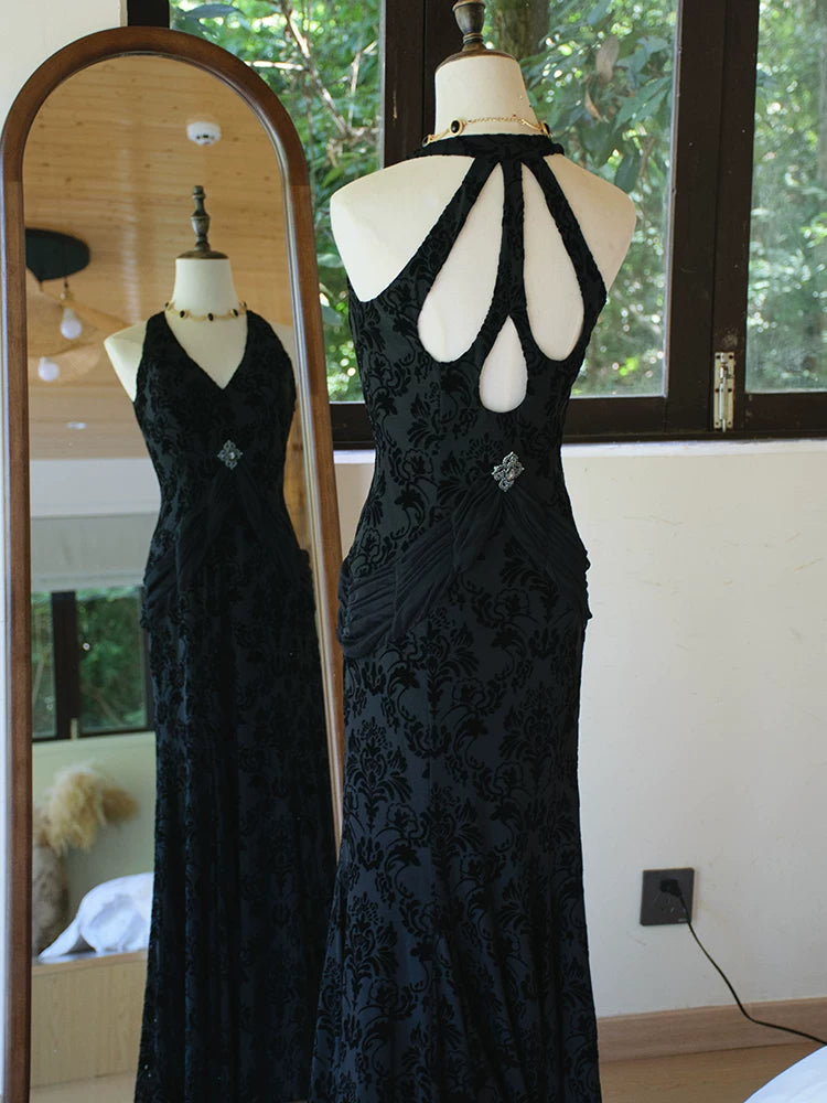 Vintage Meerjungfrauen-Abendkleid aus weißem Samt und Spitze im Stil der 50er Jahre – Inspiration für lange Partys und den 20. Geburtstag (AB2343)