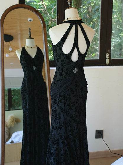 Vintage Meerjungfrauen-Abendkleid aus weißem Samt und Spitze im Stil der 50er Jahre – Inspiration für lange Partys und den 20. Geburtstag (AB2343)