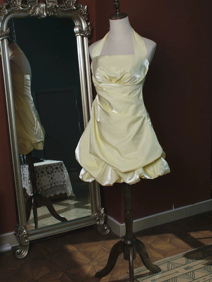 Vintage Ballkleid, kurzes, pinkes Neckholder-Cocktailkleid, Outfit für den 16. Geburtstag, Homecoming-Kleid, Abendkleid AB2371